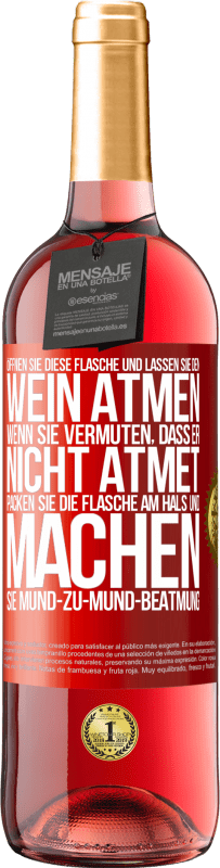 29,95 € Kostenloser Versand | Roséwein ROSÉ Ausgabe Öffnen Sie diese Flasche und lassen Sie den Wein atmen. Wenn Sie vermuten, dass er nicht atmet, packen Sie die Flasche am Hals u Rote Markierung. Anpassbares Etikett Junger Wein Ernte 2025 Tempranillo