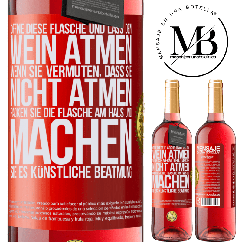 29,95 € Kostenloser Versand | Roséwein ROSÉ Ausgabe Öffnen Sie diese Flasche und lassen Sie den Wein atmen. Wenn Sie vermuten, dass er nicht atmet, packen Sie die Flasche am Hals u Rote Markierung. Anpassbares Etikett Junger Wein Ernte 2023 Tempranillo