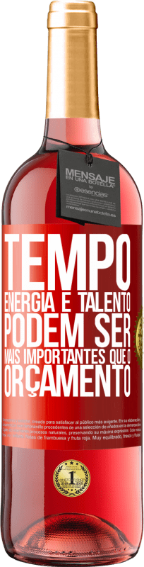 29,95 € | Vinho rosé Edição ROSÉ Tempo, energia e talento podem ser mais importantes que o orçamento Etiqueta Vermelha. Etiqueta personalizável Vinho jovem Colheita 2024 Tempranillo