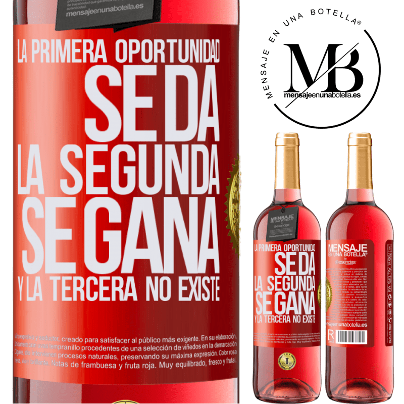 29,95 € Envío gratis | Vino Rosado Edición ROSÉ La primera oportunidad se da, la segunda se gana, y la tercera no existe Etiqueta Roja. Etiqueta personalizable Vino joven Cosecha 2023 Tempranillo