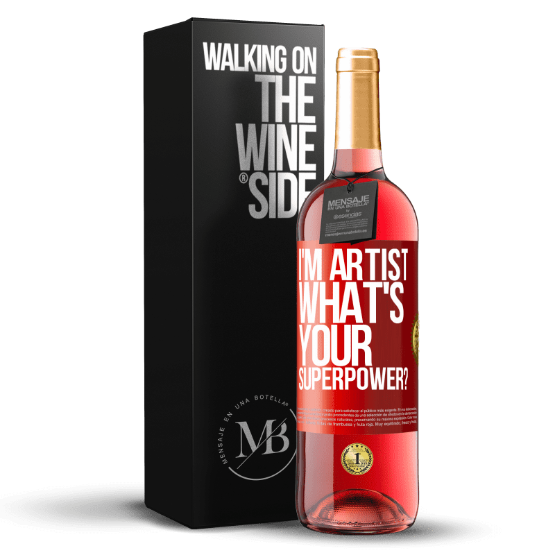 29,95 € Envío gratis | Vino Rosado Edición ROSÉ I'm artist. What's your superpower? Etiqueta Roja. Etiqueta personalizable Vino joven Cosecha 2024 Tempranillo