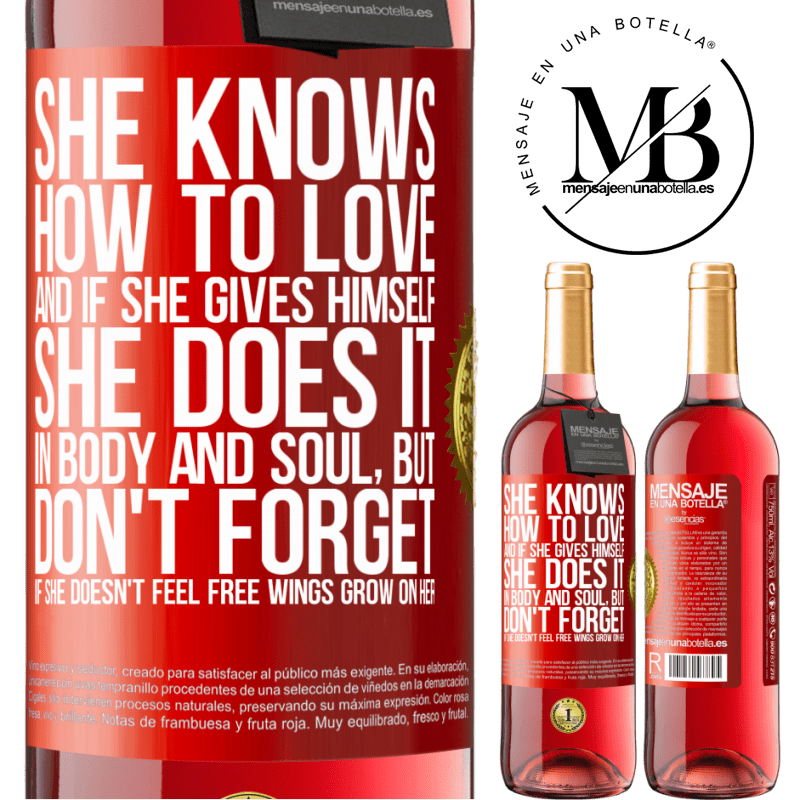 24,95 € Free Shipping | Rosé Wine ROSÉ Edition He knows how to love, and if he gives himself, he does it in body and soul. But, don't forget, if you don't feel free, your Red Label. Customizable label Young wine Harvest 2021 Tempranillo