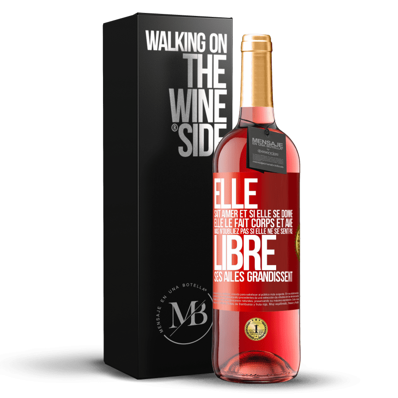 29,95 € Envoi gratuit | Vin rosé Édition ROSÉ Elle sait aimer et si elle se donne, elle le fait corps et âme. Mais n'oubliez pas si elle ne se sent pas libre, ses ailes grand Étiquette Rouge. Étiquette personnalisable Vin jeune Récolte 2025 Tempranillo