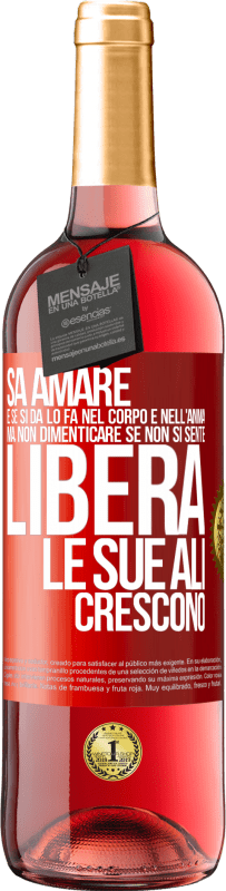 29,95 € Spedizione Gratuita | Vino rosato Edizione ROSÉ Sa amare, e se si dona, lo fa nel corpo e nell'anima. Ma, non dimenticare, se non ti senti libero, le tue ali crescono Etichetta Rossa. Etichetta personalizzabile Vino giovane Raccogliere 2025 Tempranillo