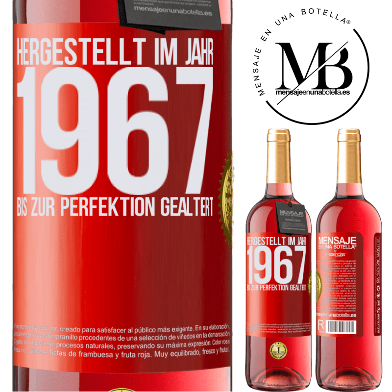 29,95 € Kostenloser Versand | Roséwein ROSÉ Ausgabe Hergestellt im Jahr 1967. Bis zur Perfektion gealtert Rote Markierung. Anpassbares Etikett Junger Wein Ernte 2024 Tempranillo