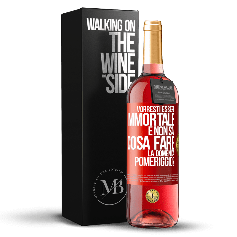 29,95 € Spedizione Gratuita | Vino rosato Edizione ROSÉ Vorresti essere immortale e non sai cosa fare la domenica pomeriggio? Etichetta Rossa. Etichetta personalizzabile Vino giovane Raccogliere 2023 Tempranillo