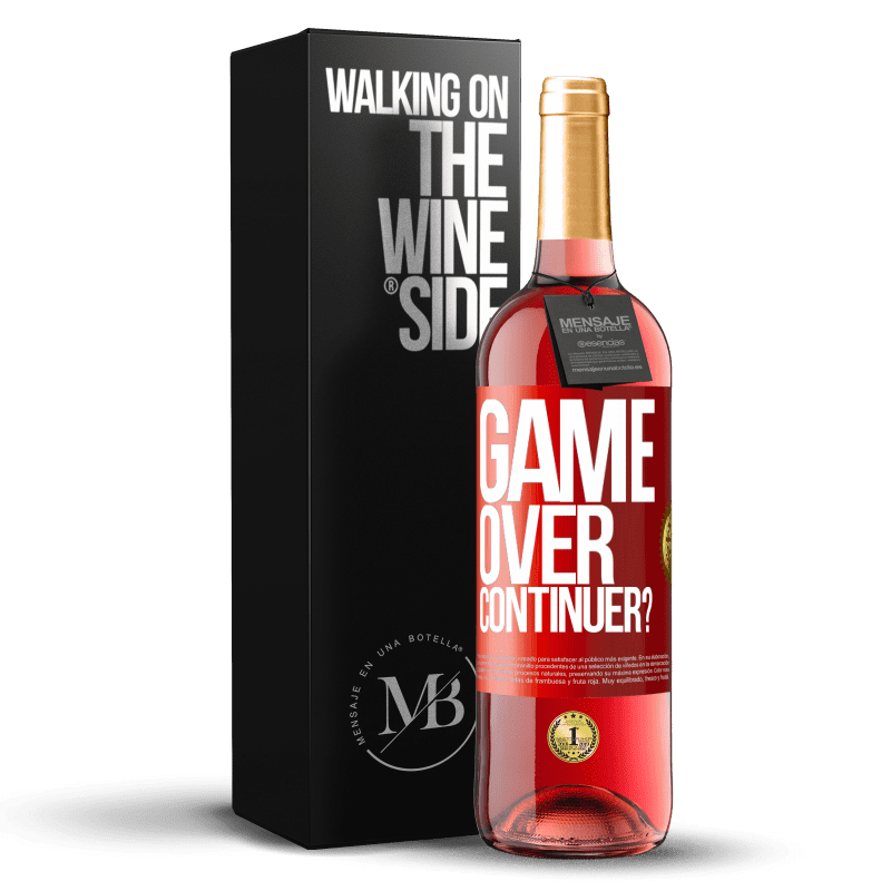 29,95 € Envoi gratuit | Vin rosé Édition ROSÉ GAME OVER. Continuer? Étiquette Rouge. Étiquette personnalisable Vin jeune Récolte 2025 Tempranillo