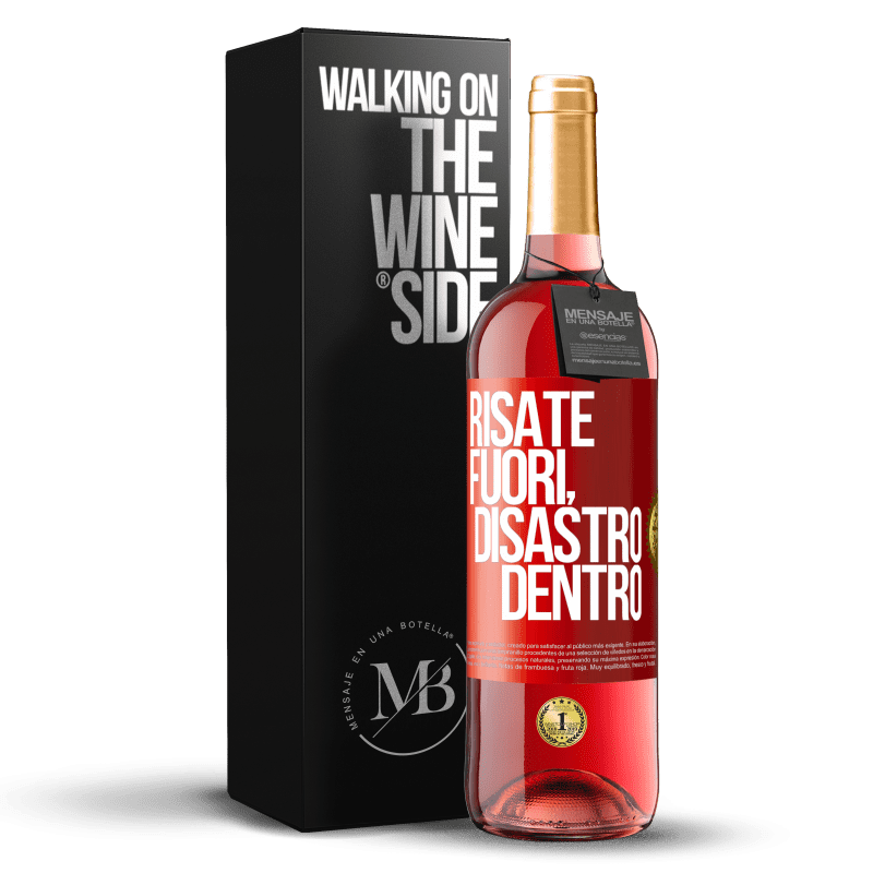 29,95 € Spedizione Gratuita | Vino rosato Edizione ROSÉ Risate fuori, disastro dentro Etichetta Rossa. Etichetta personalizzabile Vino giovane Raccogliere 2023 Tempranillo