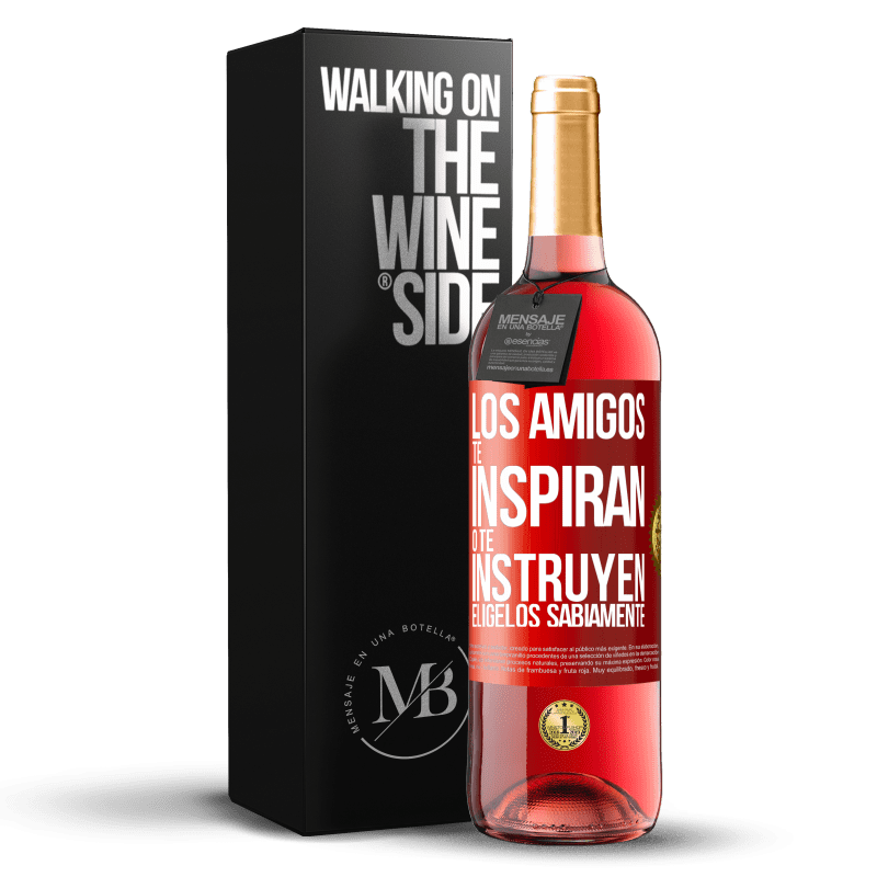 29,95 € Envío gratis | Vino Rosado Edición ROSÉ Los amigos te inspiran o te instruyen. Elígelos sabiamente Etiqueta Roja. Etiqueta personalizable Vino joven Cosecha 2023 Tempranillo