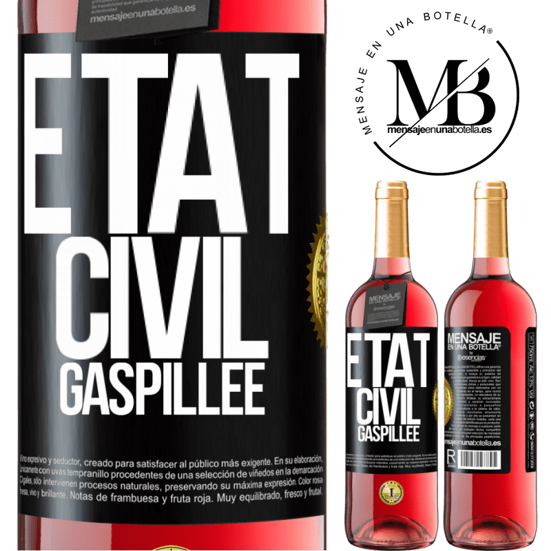 29,95 € Envoi gratuit | Vin rosé Édition ROSÉ État civil: gaspillée Étiquette Noire. Étiquette personnalisable Vin jeune Récolte 2023 Tempranillo