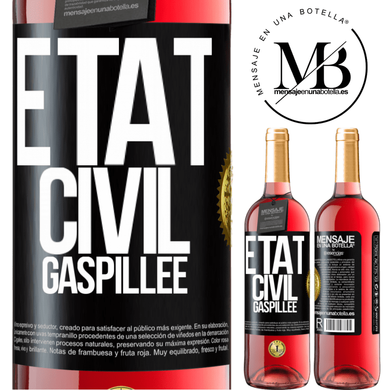 29,95 € Envoi gratuit | Vin rosé Édition ROSÉ État civil: gaspillée Étiquette Noire. Étiquette personnalisable Vin jeune Récolte 2025 Tempranillo