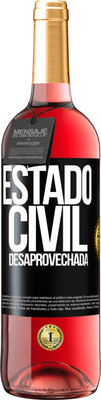 29,95 € | Vino Rosado Edición ROSÉ Estado civil: desaprovechada Etiqueta Negra. Etiqueta personalizable Vino joven Cosecha 2023 Tempranillo
