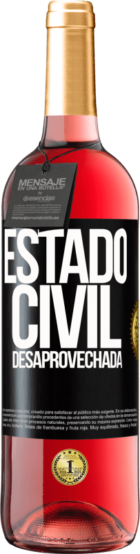 29,95 € | Vino Rosado Edición ROSÉ Estado civil: desaprovechada Etiqueta Negra. Etiqueta personalizable Vino joven Cosecha 2025 Tempranillo