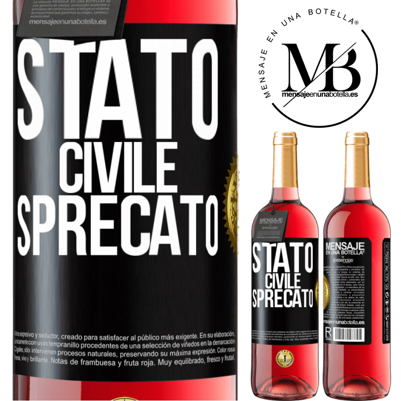 29,95 € Spedizione Gratuita | Vino rosato Edizione ROSÉ Stato civile: sprecato Etichetta Nera. Etichetta personalizzabile Vino giovane Raccogliere 2023 Tempranillo