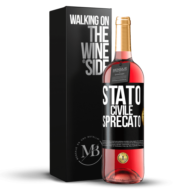 29,95 € Spedizione Gratuita | Vino rosato Edizione ROSÉ Stato civile: sprecato Etichetta Nera. Etichetta personalizzabile Vino giovane Raccogliere 2024 Tempranillo