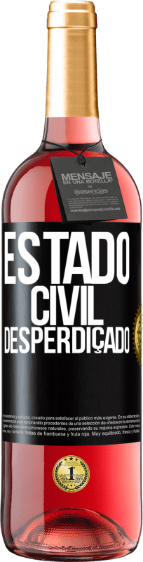 29,95 € | Vinho rosé Edição ROSÉ Estado civil: desperdiçado Etiqueta Preta. Etiqueta personalizável Vinho jovem Colheita 2023 Tempranillo