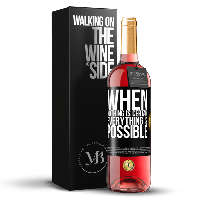 29,95 € Free Shipping | Rosé Wine ROSÉ Edition When nothing is certain, everything is possible Black Label. Customizable label Young wine Harvest 2025 Tempranillo