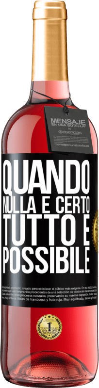 29,95 € Spedizione Gratuita | Vino rosato Edizione ROSÉ Quando nulla è certo, tutto è possibile Etichetta Nera. Etichetta personalizzabile Vino giovane Raccogliere 2025 Tempranillo