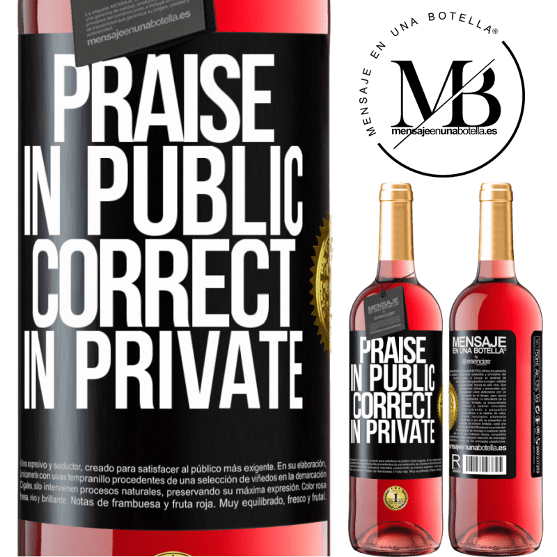 29,95 € Free Shipping | Rosé Wine ROSÉ Edition Praise in public, correct in private Black Label. Customizable label Young wine Harvest 2021 Tempranillo