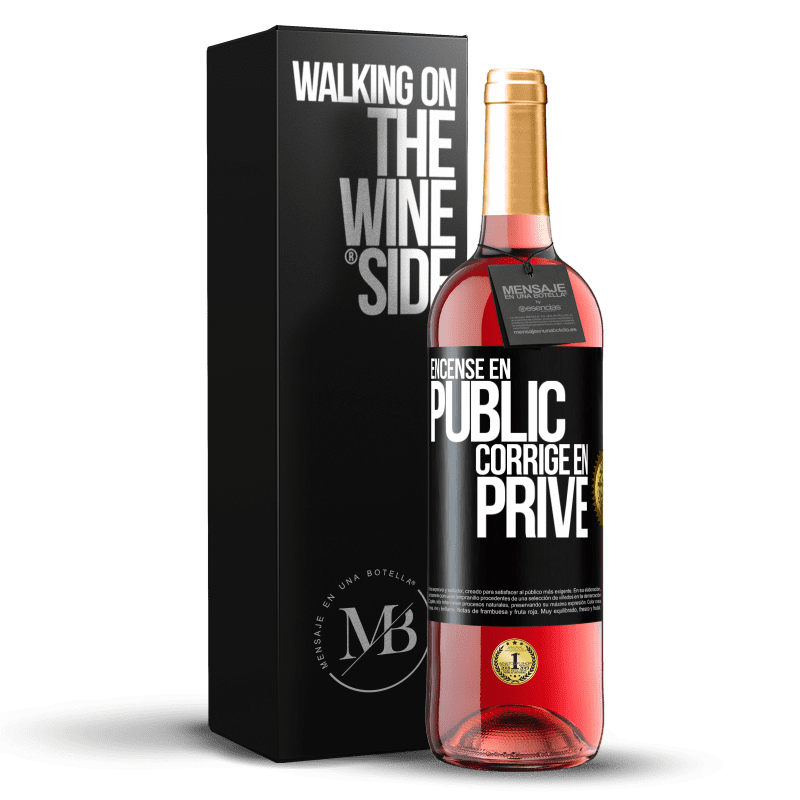 29,95 € Envoi gratuit | Vin rosé Édition ROSÉ Encense en public, corrige en privé Étiquette Noire. Étiquette personnalisable Vin jeune Récolte 2023 Tempranillo