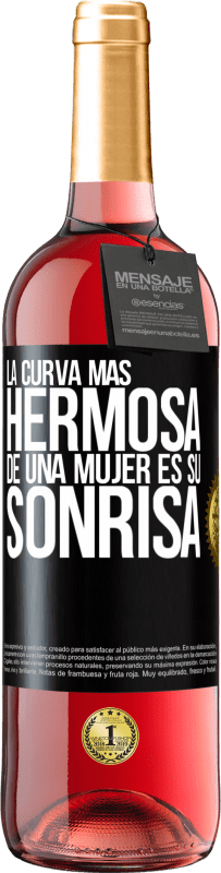 29,95 € | Vino Rosado Edición ROSÉ La curva más hermosa de una mujer es su sonrisa Etiqueta Negra. Etiqueta personalizable Vino joven Cosecha 2024 Tempranillo