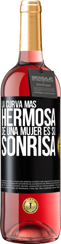 29,95 € Envío gratis | Vino Rosado Edición ROSÉ La curva más hermosa de una mujer es su sonrisa Etiqueta Negra. Etiqueta personalizable Vino joven Cosecha 2025 Tempranillo