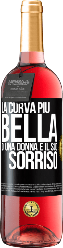 29,95 € | Vino rosato Edizione ROSÉ La curva più bella di una donna è il suo sorriso Etichetta Nera. Etichetta personalizzabile Vino giovane Raccogliere 2024 Tempranillo