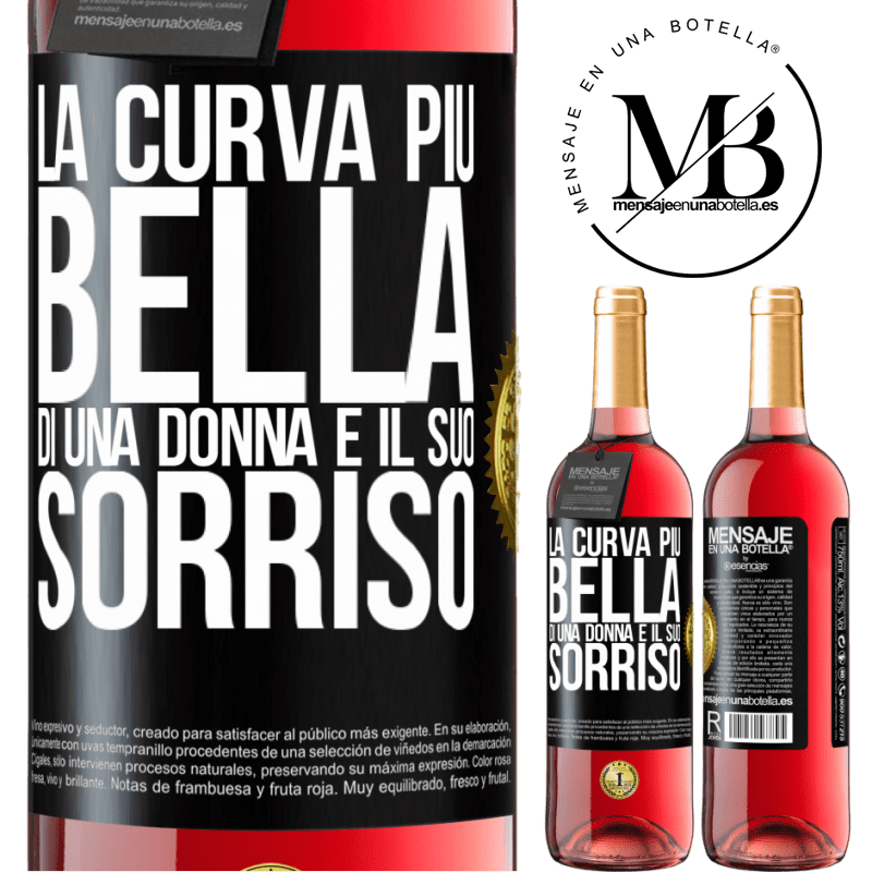 29,95 € Spedizione Gratuita | Vino rosato Edizione ROSÉ La curva più bella di una donna è il suo sorriso Etichetta Nera. Etichetta personalizzabile Vino giovane Raccogliere 2025 Tempranillo