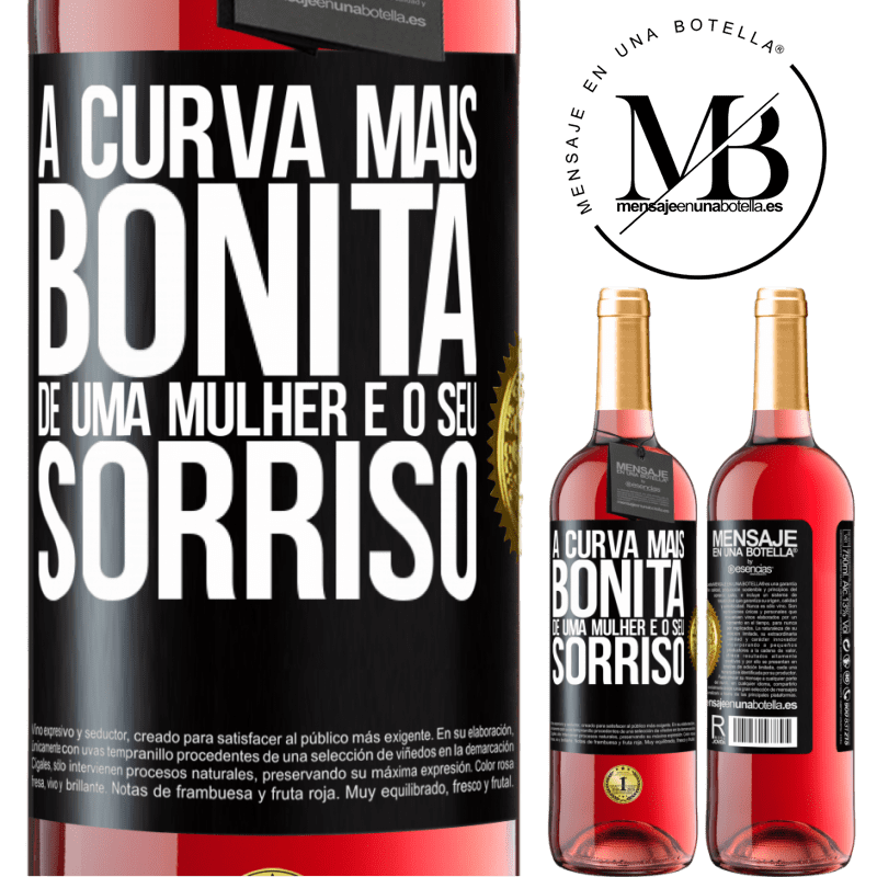 29,95 € Envio grátis | Vinho rosé Edição ROSÉ A curva mais bonita de uma mulher é o seu sorriso Etiqueta Preta. Etiqueta personalizável Vinho jovem Colheita 2025 Tempranillo