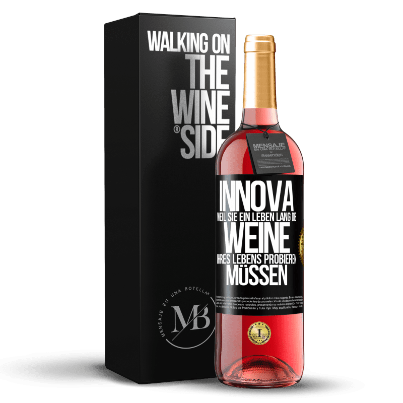 29,95 € Kostenloser Versand | Roséwein ROSÉ Ausgabe Innova, weil Sie ein Leben lang die Weine Ihres Lebens probieren müssen Schwarzes Etikett. Anpassbares Etikett Junger Wein Ernte 2024 Tempranillo