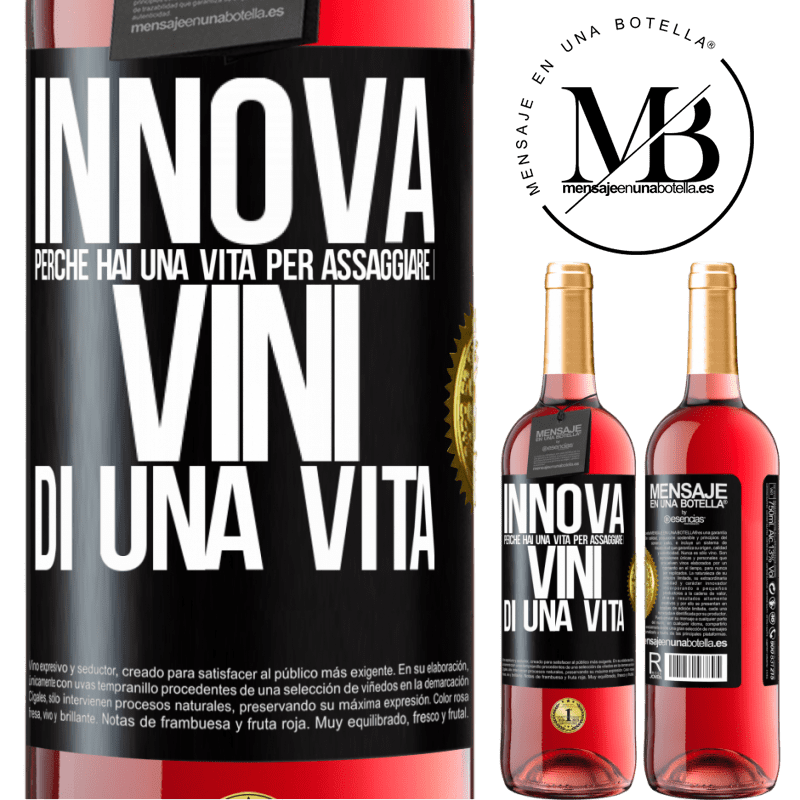 29,95 € Spedizione Gratuita | Vino rosato Edizione ROSÉ Innova, perché hai una vita per assaggiare i vini di una vita Etichetta Nera. Etichetta personalizzabile Vino giovane Raccogliere 2023 Tempranillo