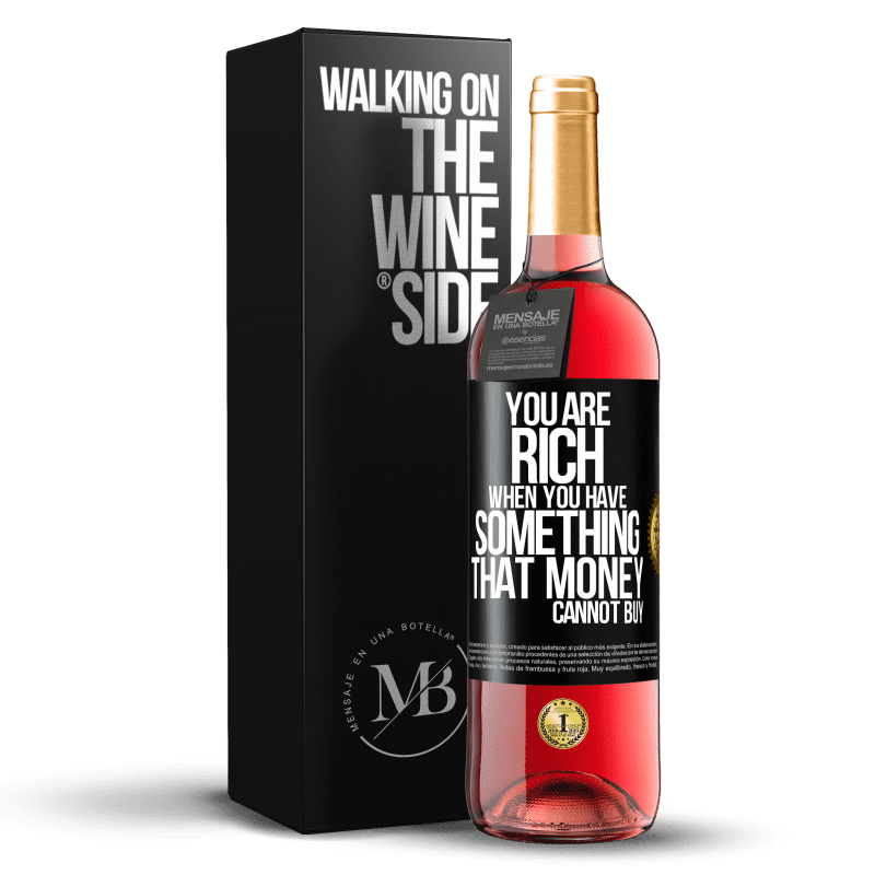 29,95 € Free Shipping | Rosé Wine ROSÉ Edition You are rich when you have something that money cannot buy Black Label. Customizable label Young wine Harvest 2023 Tempranillo
