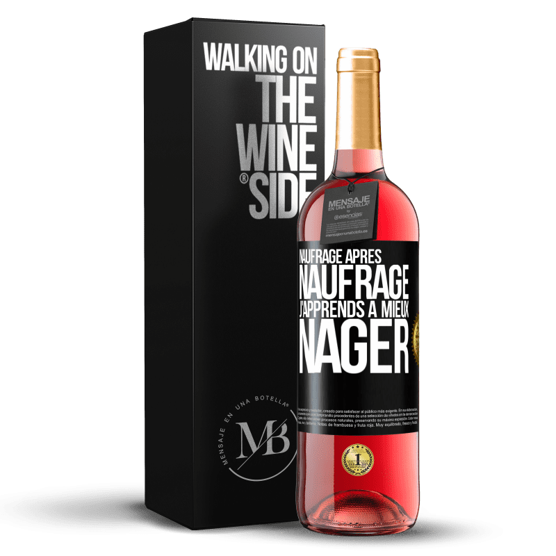 29,95 € Envoi gratuit | Vin rosé Édition ROSÉ Naufrage après naufrage, j'apprends à mieux nager Étiquette Noire. Étiquette personnalisable Vin jeune Récolte 2024 Tempranillo