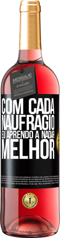 29,95 € | Vinho rosé Edição ROSÉ Com cada naufrágio eu aprendo a nadar melhor Etiqueta Preta. Etiqueta personalizável Vinho jovem Colheita 2024 Tempranillo