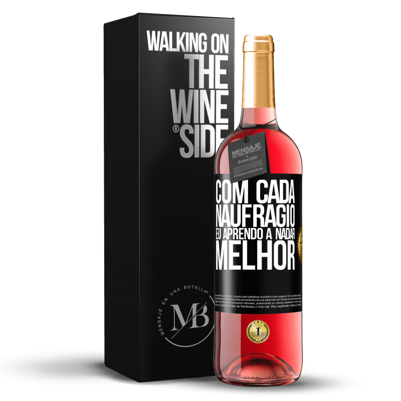 29,95 € Envio grátis | Vinho rosé Edição ROSÉ Com cada naufrágio eu aprendo a nadar melhor Etiqueta Preta. Etiqueta personalizável Vinho jovem Colheita 2024 Tempranillo