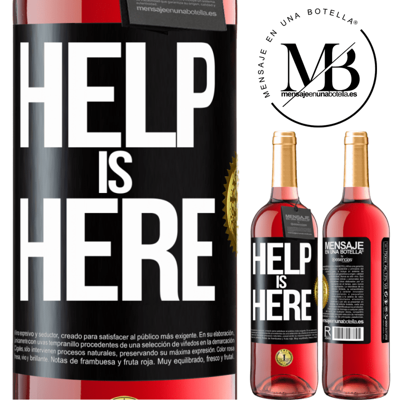 29,95 € Envío gratis | Vino Rosado Edición ROSÉ Help is Here Etiqueta Negra. Etiqueta personalizable Vino joven Cosecha 2024 Tempranillo