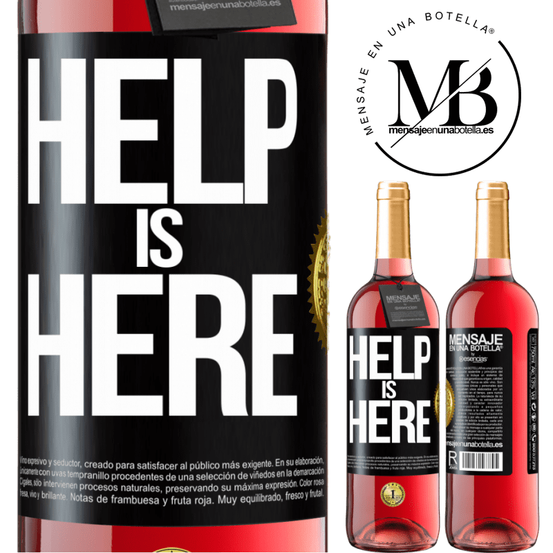 29,95 € Envio grátis | Vinho rosé Edição ROSÉ Help is Here Etiqueta Preta. Etiqueta personalizável Vinho jovem Colheita 2024 Tempranillo
