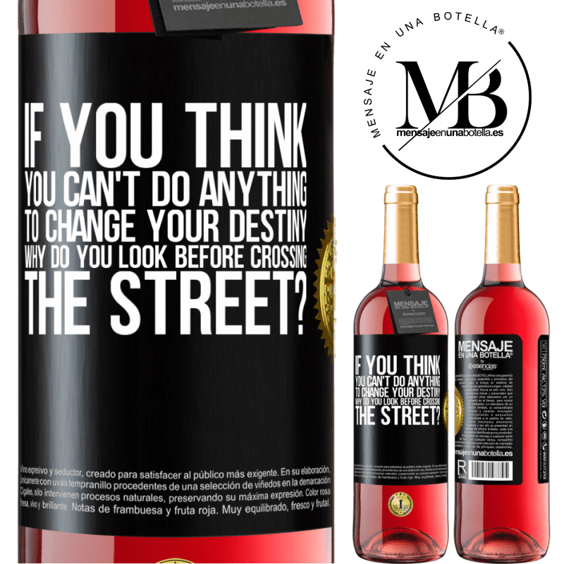 24,95 € Free Shipping | Rosé Wine ROSÉ Edition If you think you can't do anything to change your destiny, why do you look before crossing the street? Black Label. Customizable label Young wine Harvest 2021 Tempranillo