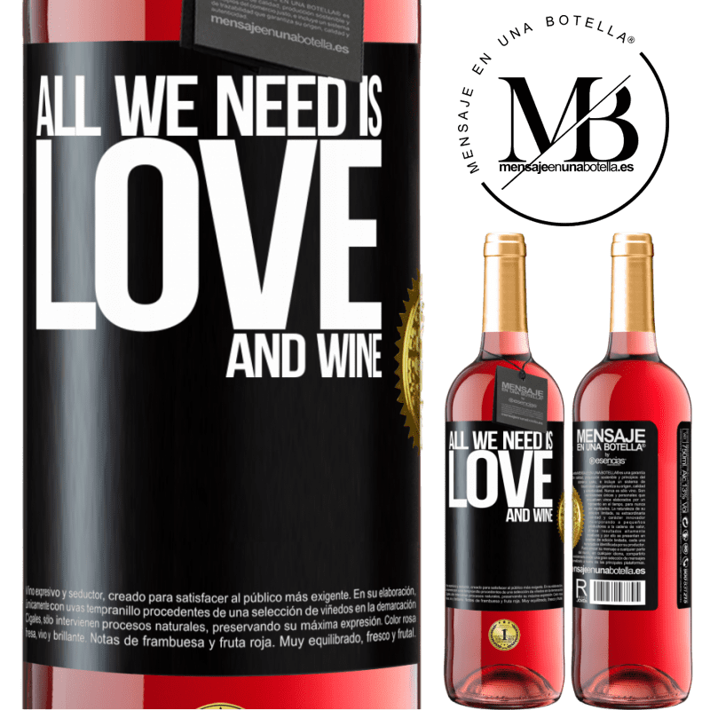 29,95 € Free Shipping | Rosé Wine ROSÉ Edition All we need is love and wine Black Label. Customizable label Young wine Harvest 2021 Tempranillo