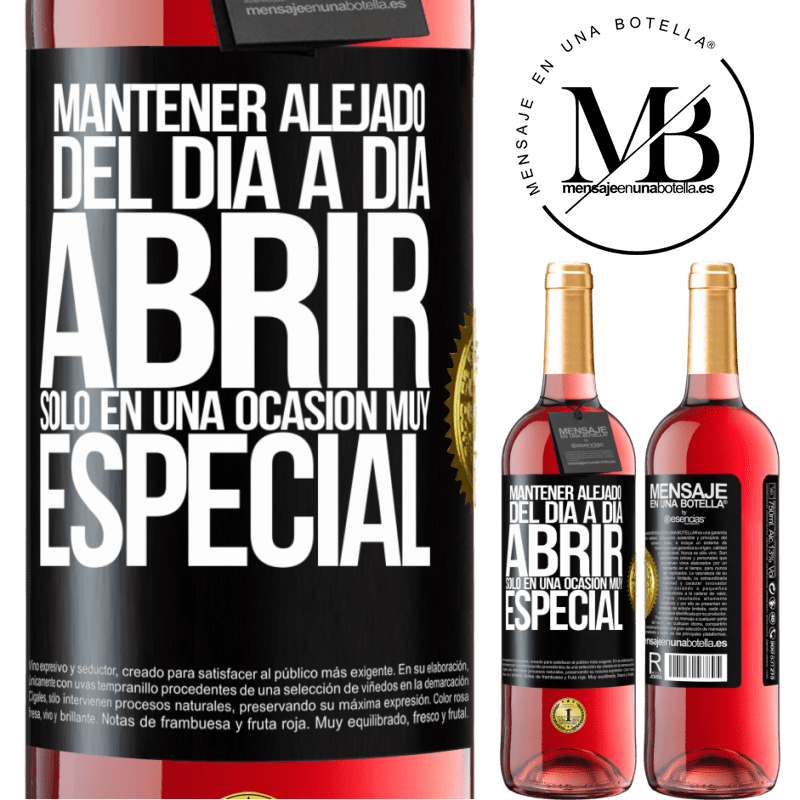 29,95 € Envío gratis | Vino Rosado Edición ROSÉ Mantener alejado del día a día. Abrir sólo en una ocasión muy especial Etiqueta Negra. Etiqueta personalizable Vino joven Cosecha 2024 Tempranillo