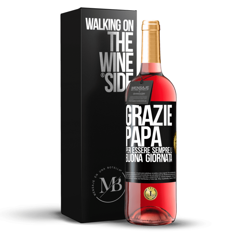 29,95 € Spedizione Gratuita | Vino rosato Edizione ROSÉ Grazie papà, per essere sempre lì. Buona giornata Etichetta Nera. Etichetta personalizzabile Vino giovane Raccogliere 2024 Tempranillo