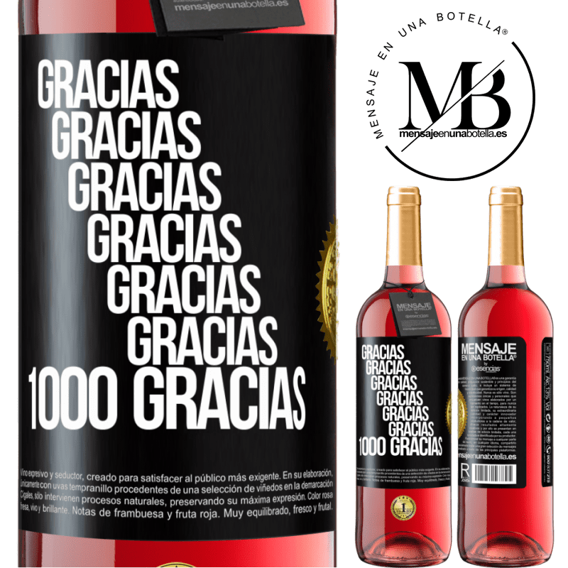 29,95 € Бесплатная доставка | Розовое вино Издание ROSÉ Спасибо, Спасибо, Спасибо, Спасибо, Спасибо, Спасибо 1000 Спасибо! Черная метка. Настраиваемая этикетка Молодое вино Урожай 2022 Tempranillo