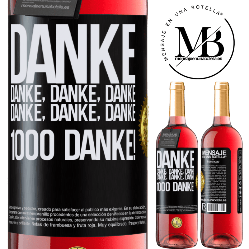 29,95 € Kostenloser Versand | Roséwein ROSÉ Ausgabe Danke Danke, Danke, Danke Danke, Danke, Danke 1000 Mal Danke! Schwarzes Etikett. Anpassbares Etikett Junger Wein Ernte 2023 Tempranillo