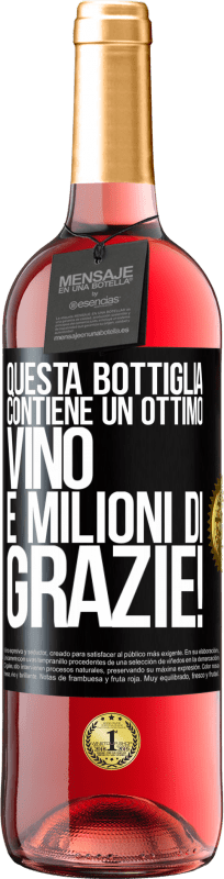 29,95 € | Vino rosato Edizione ROSÉ Questa bottiglia contiene un ottimo vino e milioni di GRAZIE! Etichetta Nera. Etichetta personalizzabile Vino giovane Raccogliere 2023 Tempranillo