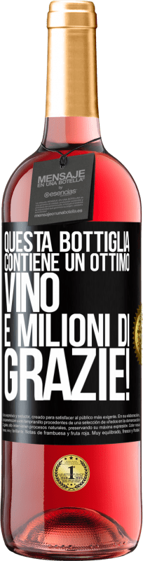 29,95 € | Vino rosato Edizione ROSÉ Questa bottiglia contiene un ottimo vino e milioni di GRAZIE! Etichetta Nera. Etichetta personalizzabile Vino giovane Raccogliere 2024 Tempranillo