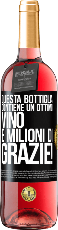 29,95 € Spedizione Gratuita | Vino rosato Edizione ROSÉ Questa bottiglia contiene un ottimo vino e milioni di GRAZIE! Etichetta Nera. Etichetta personalizzabile Vino giovane Raccogliere 2025 Tempranillo