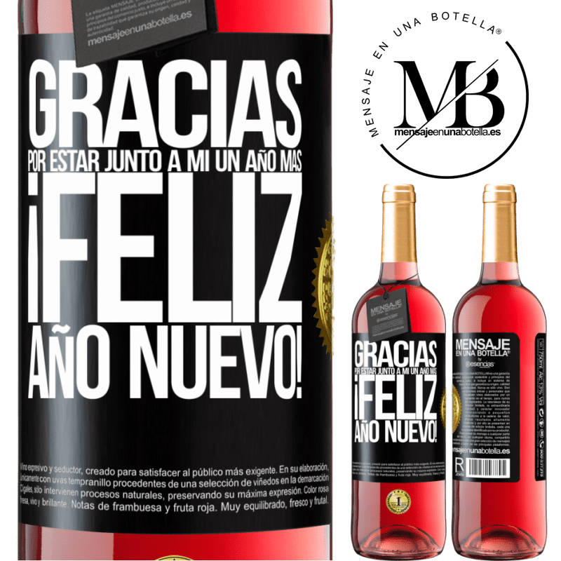 29,95 € Envío gratis | Vino Rosado Edición ROSÉ Gracias por estar junto a mí un año más. Feliz Año Nuevo! Etiqueta Negra. Etiqueta personalizable Vino joven Cosecha 2024 Tempranillo