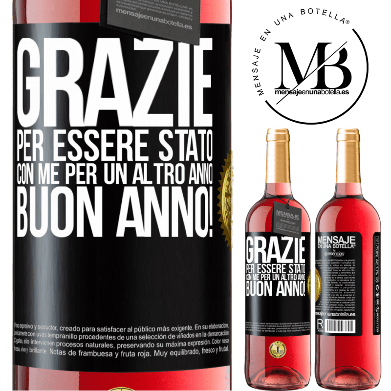 29,95 € Spedizione Gratuita | Vino rosato Edizione ROSÉ Grazie per essere stato con me per un altro anno. Buon anno! Etichetta Nera. Etichetta personalizzabile Vino giovane Raccogliere 2024 Tempranillo