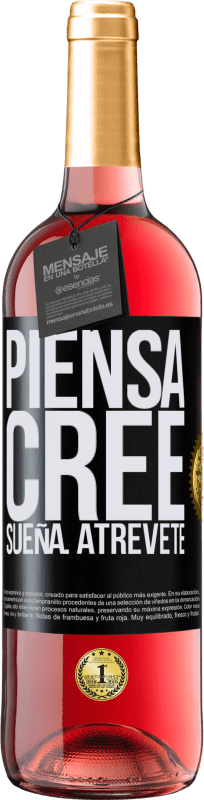 29,95 € | Vino Rosado Edición ROSÉ Piensa. Cree. Sueña. Atrévete Etiqueta Negra. Etiqueta personalizable Vino joven Cosecha 2024 Tempranillo