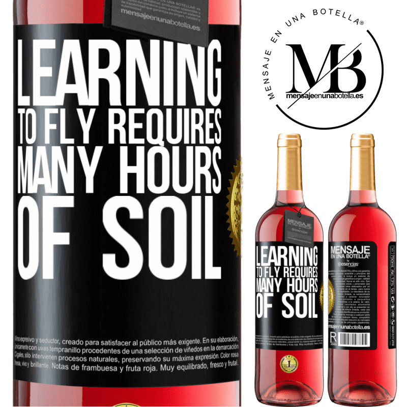 24,95 € Free Shipping | Rosé Wine ROSÉ Edition Learning to fly requires many hours of soil Black Label. Customizable label Young wine Harvest 2021 Tempranillo